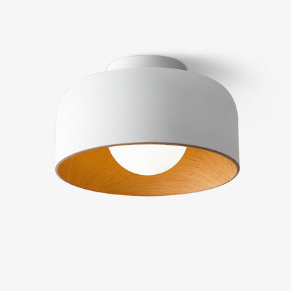 Compact Wood-Look Sphere Ceiling Light