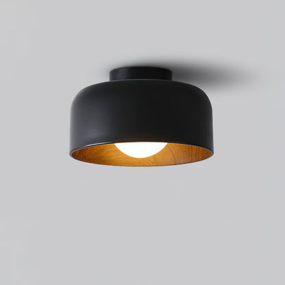 Compact Wood-Look Sphere Ceiling Light