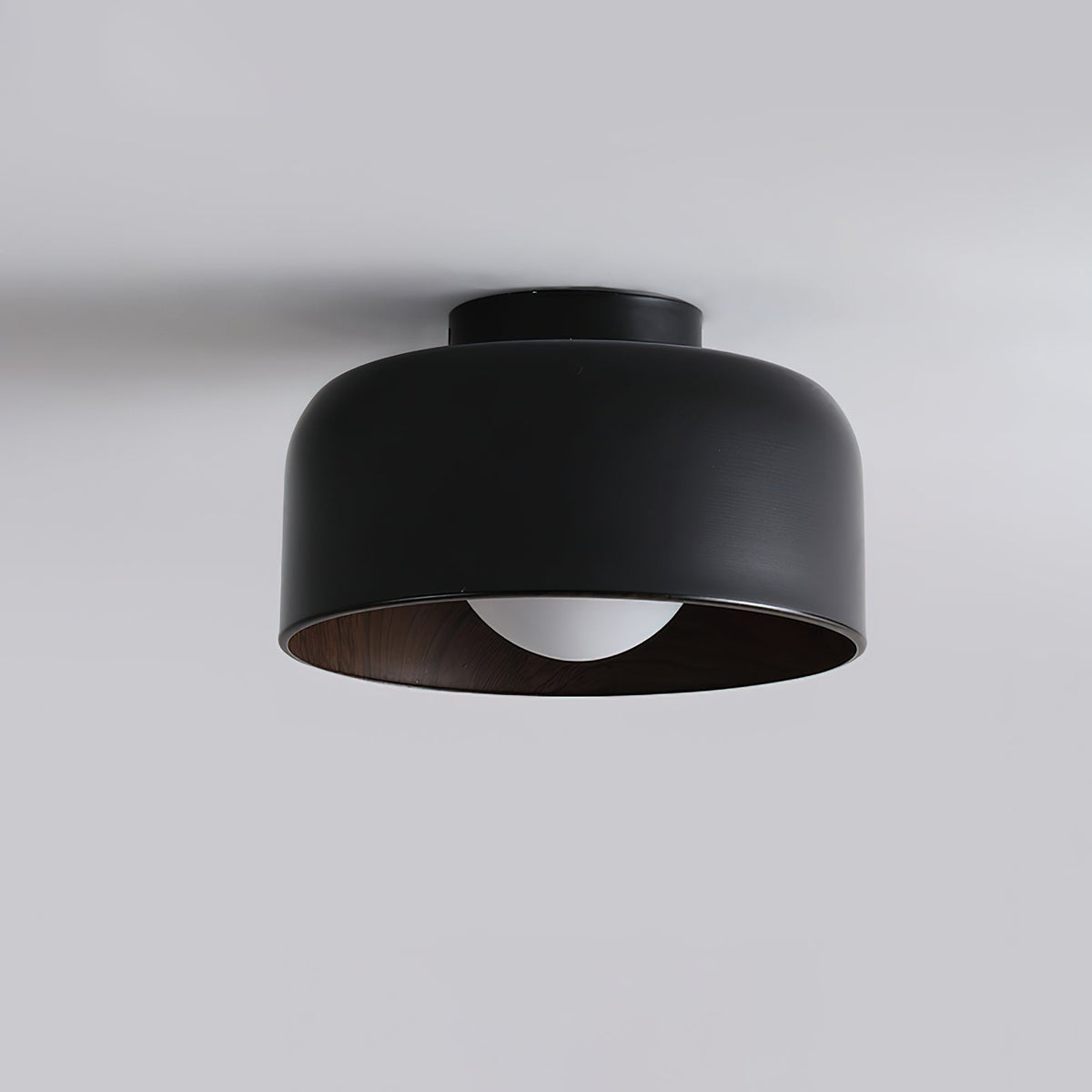 Compact Wood-Look Sphere Ceiling Light