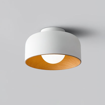Compact Wood-Look Sphere Ceiling Light