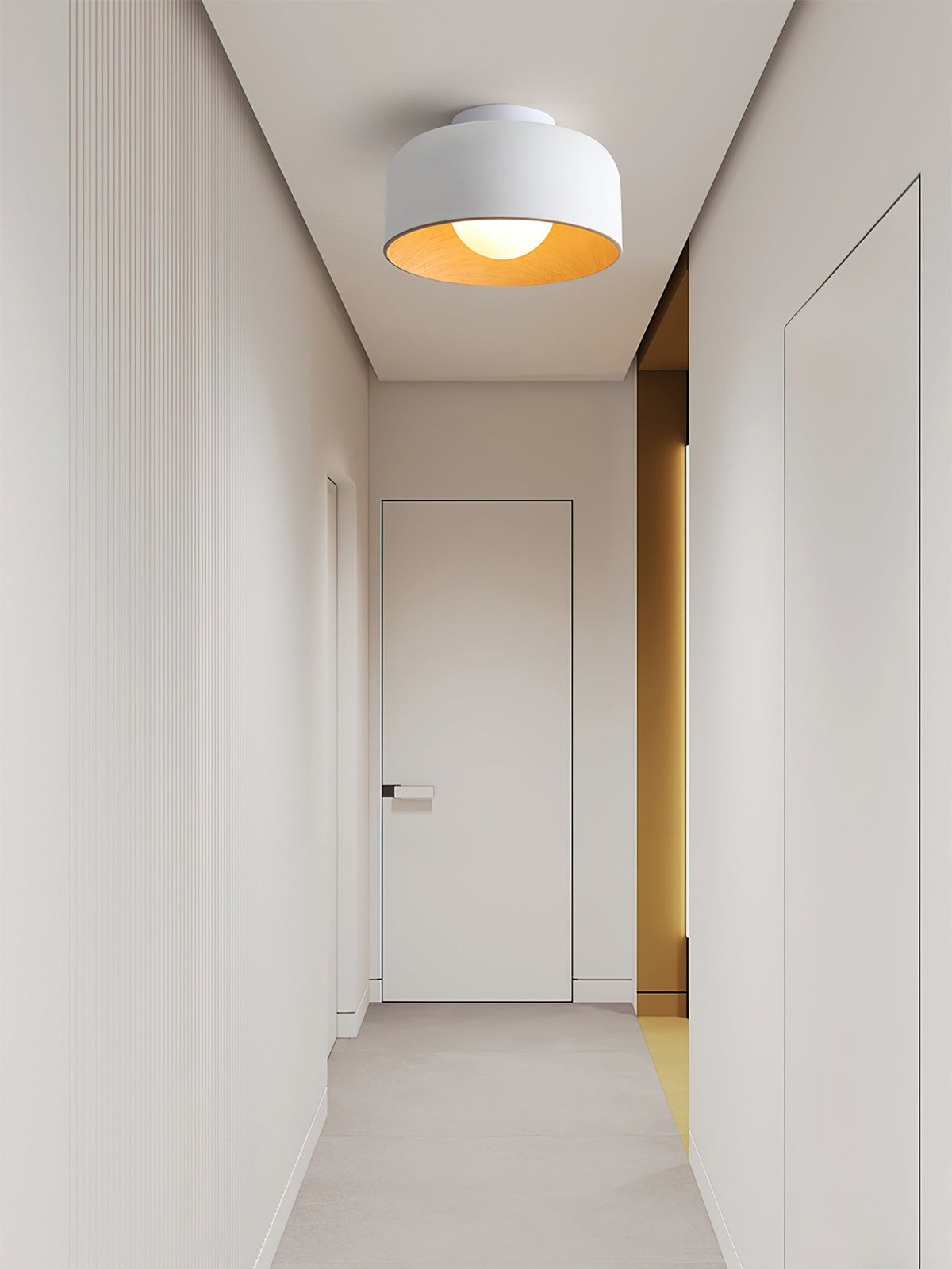Compact Wood-Look Sphere Ceiling Light
