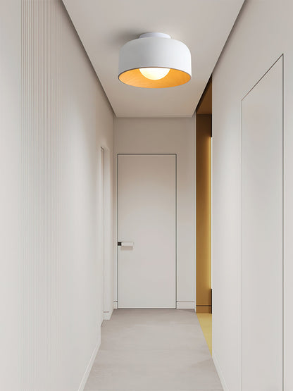 Compact Wood-Look Sphere Ceiling Light