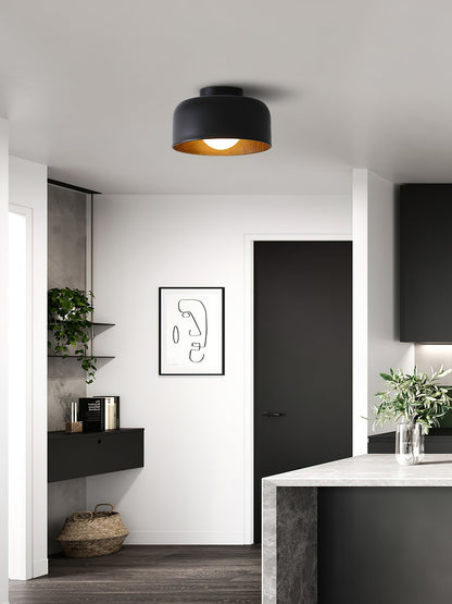 Compact Wood-Look Sphere Ceiling Light