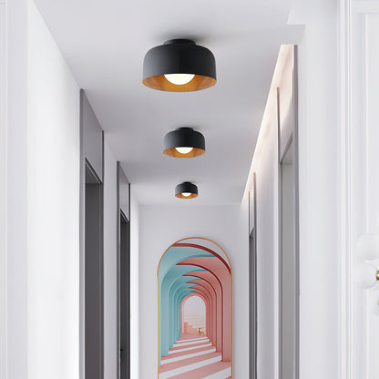 Compact Wood-Look Sphere Ceiling Light