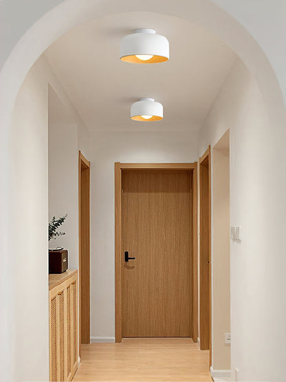 Compact Wood-Look Sphere Ceiling Light