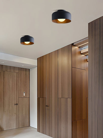 Compact Wood-Look Sphere Ceiling Light