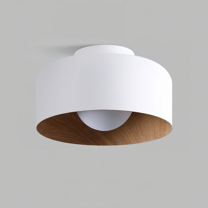 Compact Wood-Look Sphere Ceiling Light