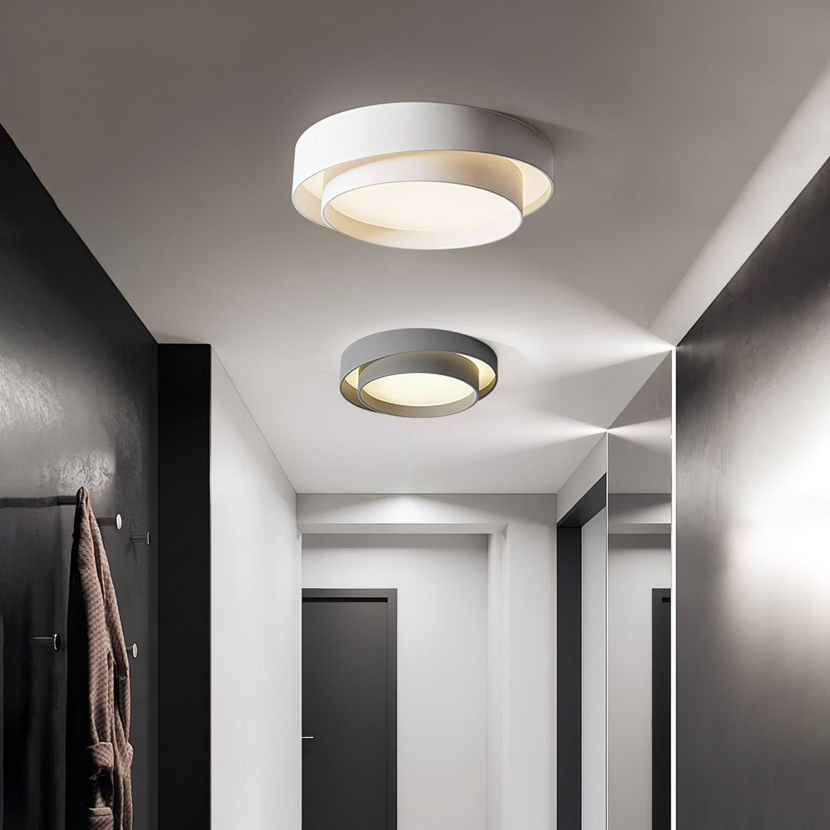 Cylindrical Integrated LED Ceiling Light / ∅ 15.7″ x H 5.5″ / Dia 40cm x H 14cm / Grey / Warm Light