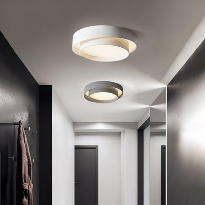 Cylindrical Integrated LED Ceiling Light / ∅ 15.7″ x H 5.5″ / Dia 40cm x H 14cm / Grey / Warm Light