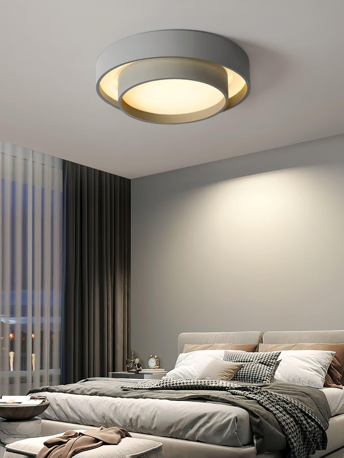 Cylindrical Integrated LED Ceiling Light / ∅ 19.7″ x H 5.5″ / Dia 50cm x H 14cm / White / Warm Light
