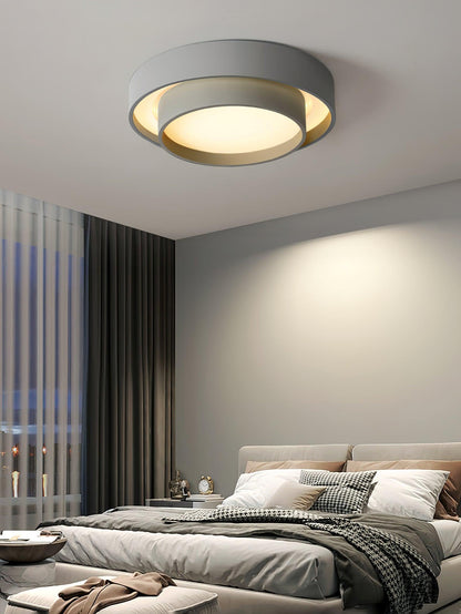 Cylindrical Integrated LED Ceiling Light / ∅ 19.7″ x H 5.5″ / Dia 50cm x H 14cm / White / Warm Light