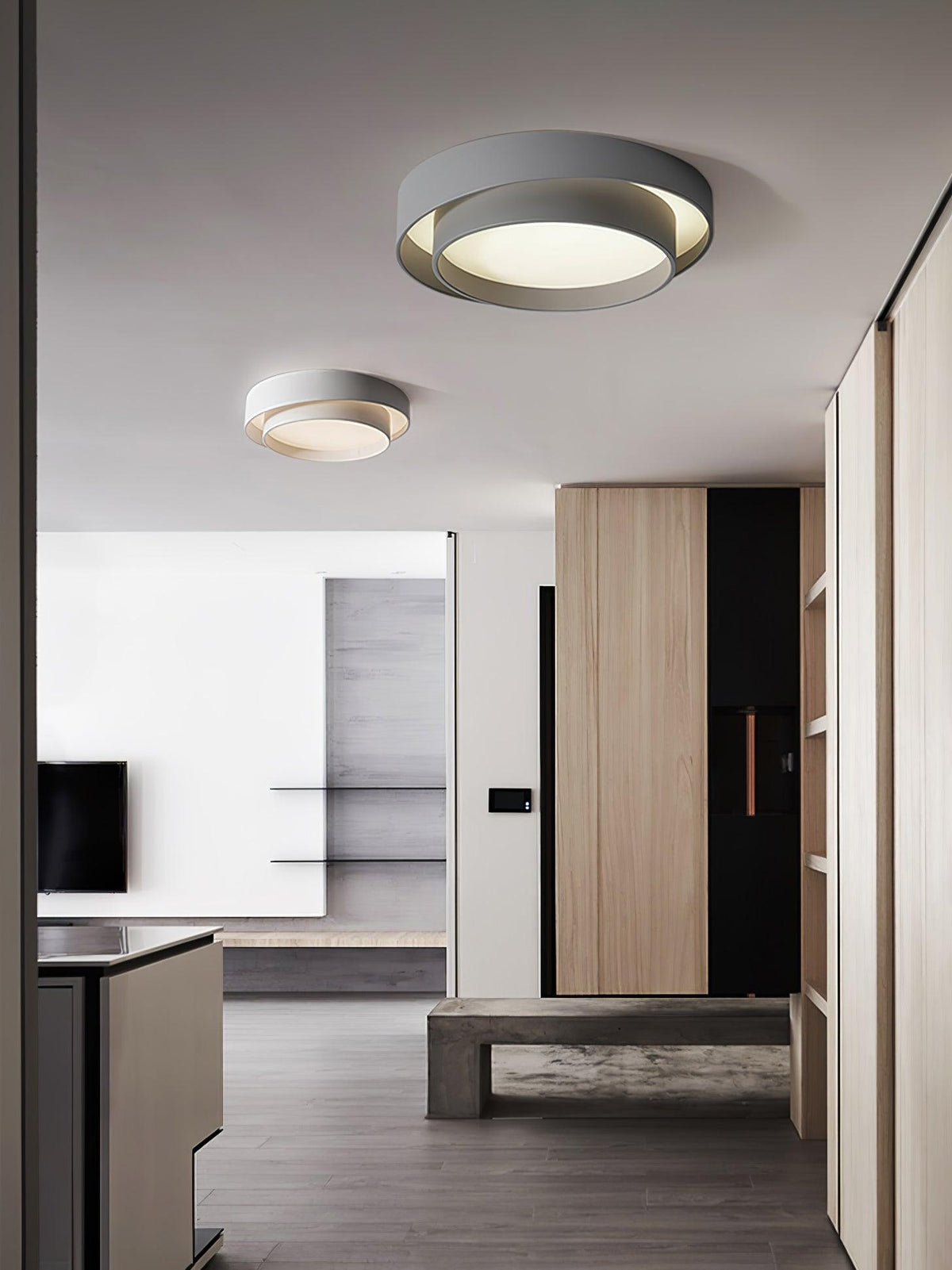 Cylindrical Integrated LED Ceiling Light / ∅ 19.7″ x H 5.5″ / Dia 50cm x H 14cm / White / Cool Light
