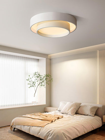Cylindrical Integrated LED Ceiling Light / ∅ 19.7″ x H 5.5″ / Dia 50cm x H 14cm / Grey / Warm Light