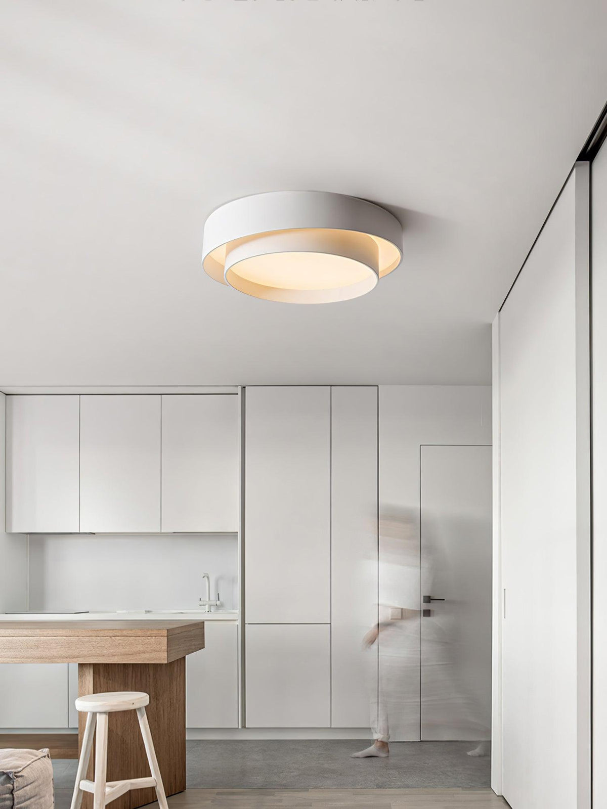 Cylindrical Integrated LED Ceiling Light / ∅ 19.7″ x H 5.5″ / Dia 50cm x H 14cm / Grey / Cool Light