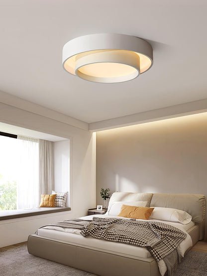 Cylindrical Integrated LED Ceiling Light / ∅ 23.6″ x H 5.5″ / Dia 60cm x H 14cm / Black / Warm Light