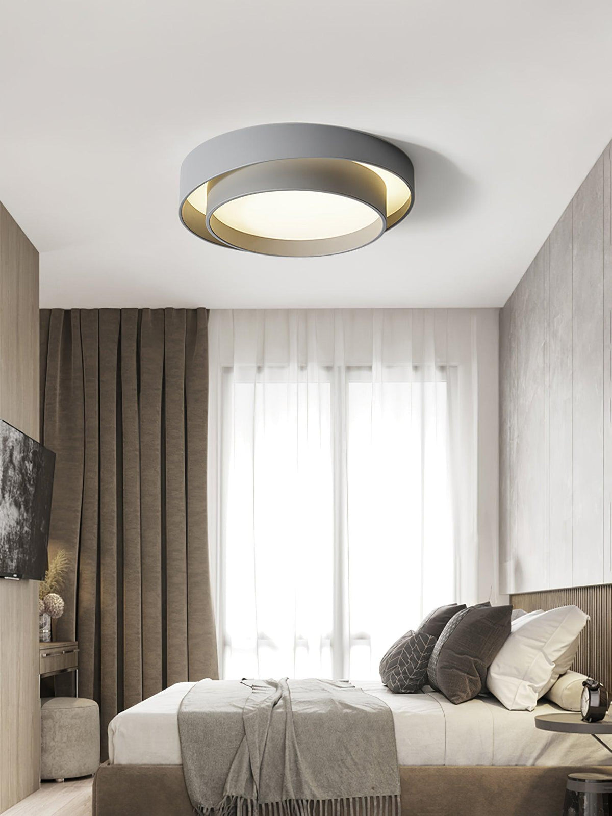 Cylindrical Integrated LED Ceiling Light / ∅ 23.6″ x H 5.5″ / Dia 60cm x H 14cm / White / Warm Light