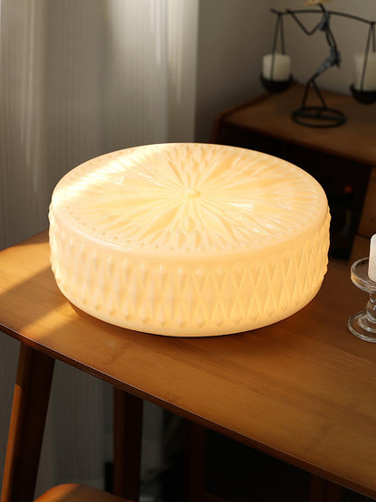 Glass Shade Integrated LED Ceiling Light / ∅ 15″ x H 5.9″ / Dia 38cm x H 15cm / Beige / Warm Light