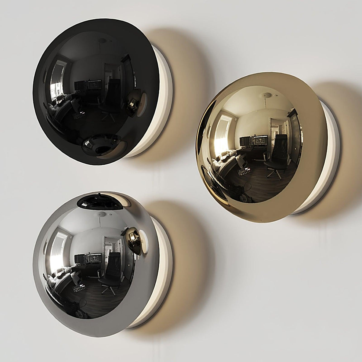 Glossy Sphere Integrated LED Wall Light / ∅ 6.3″ x H 6.3″ / Dia 16cm x H 16cm / Gold / Cool Light