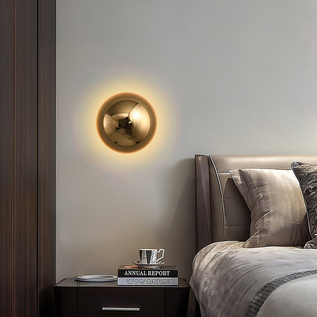 Glossy Sphere Integrated LED Wall Light / ∅ 6.3″ x H 6.3″ / Dia 16cm x H 16cm / Chrome / Cool Light