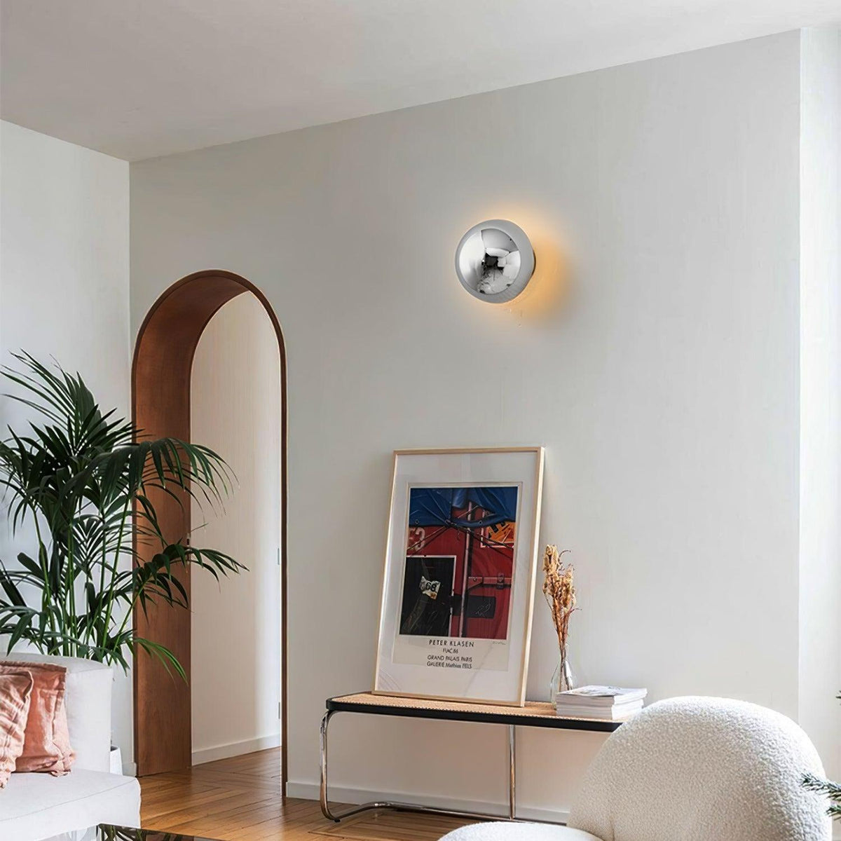 Glossy Sphere Integrated LED Wall Light / Set of 2 / Gold / Warm Light