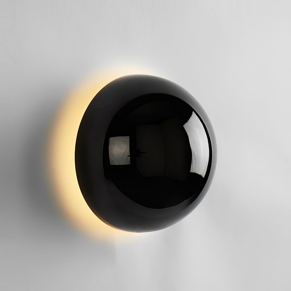 Glossy Sphere Integrated LED Wall Light / Set of 2 / Bright black / Cool Light