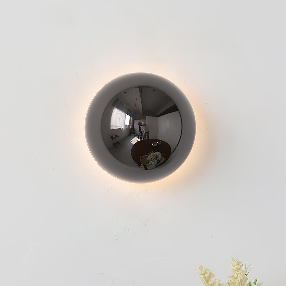 Glossy Sphere Integrated LED Wall Light / Set of 2 / Chrome / Warm Light