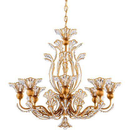 Gold Crystal Floral Chandelier / Antique Silver / Clear Radiance