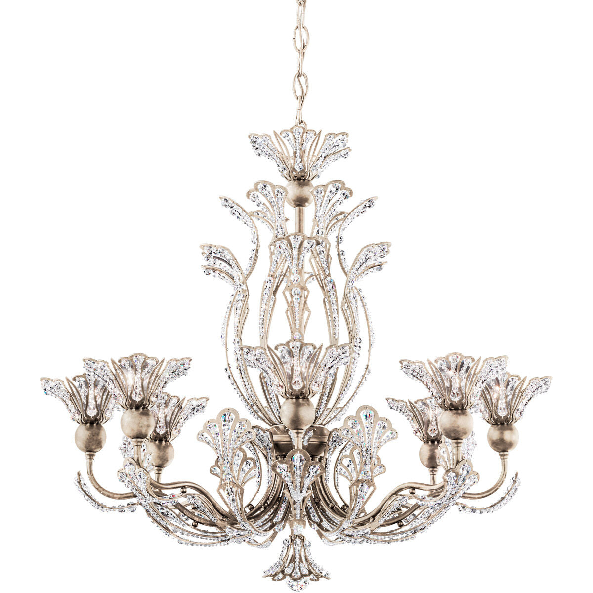 Gold Crystal Floral Chandelier / Heirloom Bronze / Clear Radiance