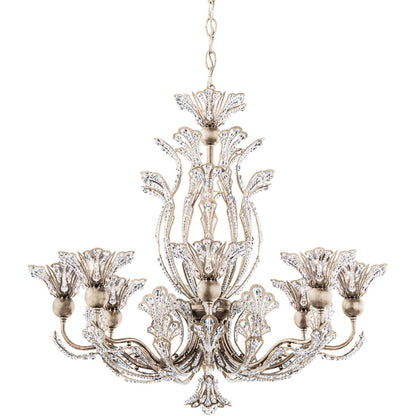Gold Crystal Floral Chandelier / Heirloom Bronze / Clear Radiance