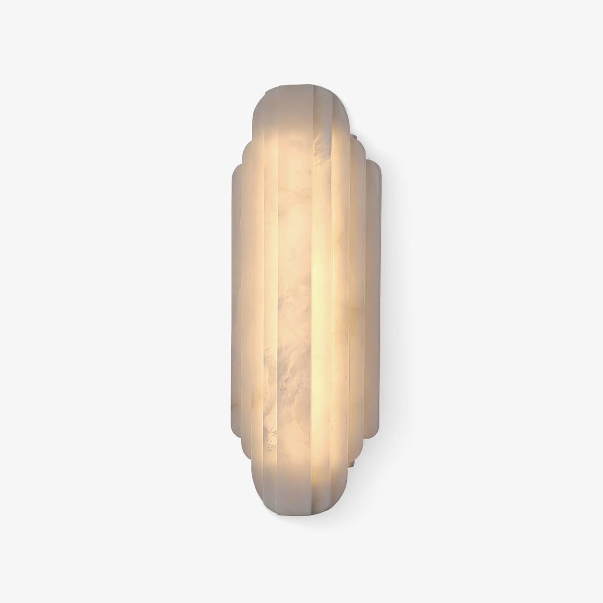 Layered White Alabaster LED Wall Light / ∅ 7.9″ x H 19.7″ / White / Warm Light