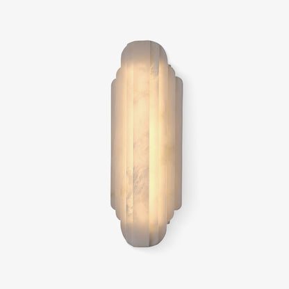Layered White Alabaster LED Wall Light / ∅ 7.9″ x H 19.7″ / White / Warm Light