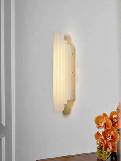 Layered White Alabaster LED Wall Light