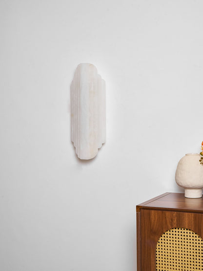Layered White Alabaster LED Wall Light