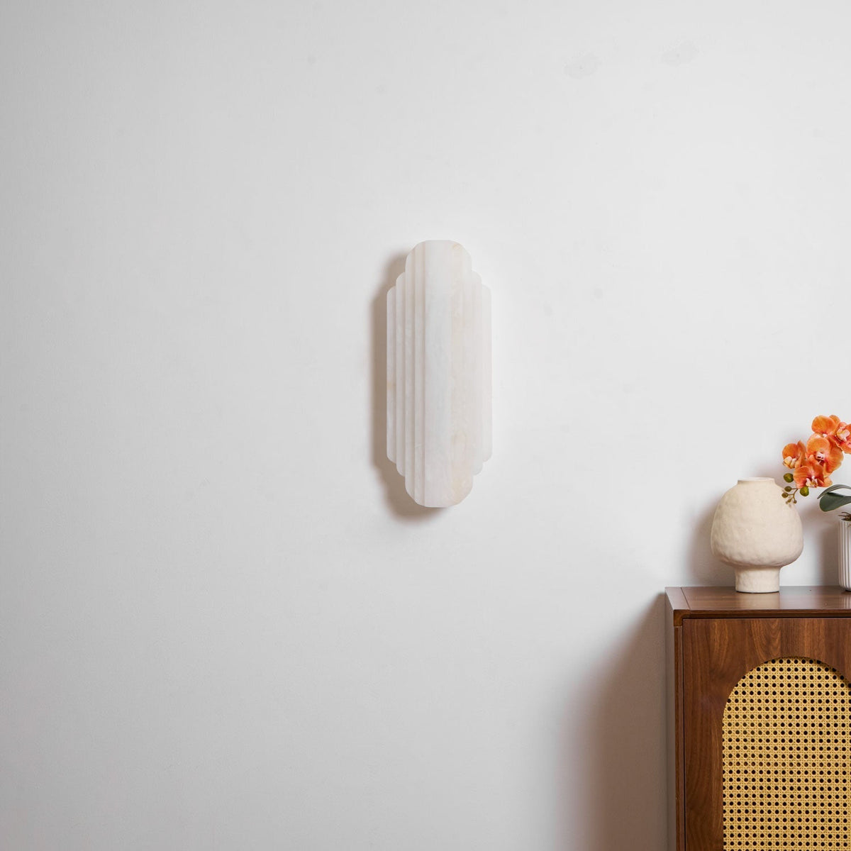 Layered White Alabaster LED Wall Light