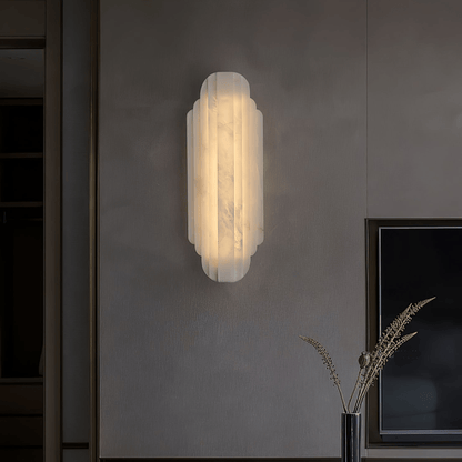 Layered White Alabaster LED Wall Light