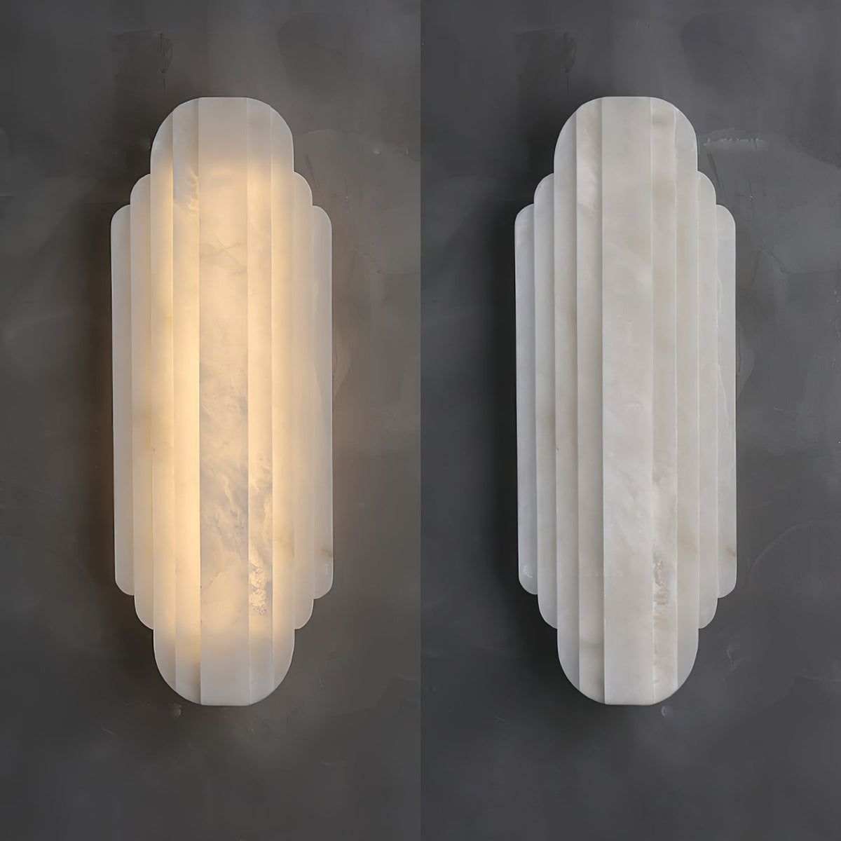 Layered White Alabaster LED Wall Light