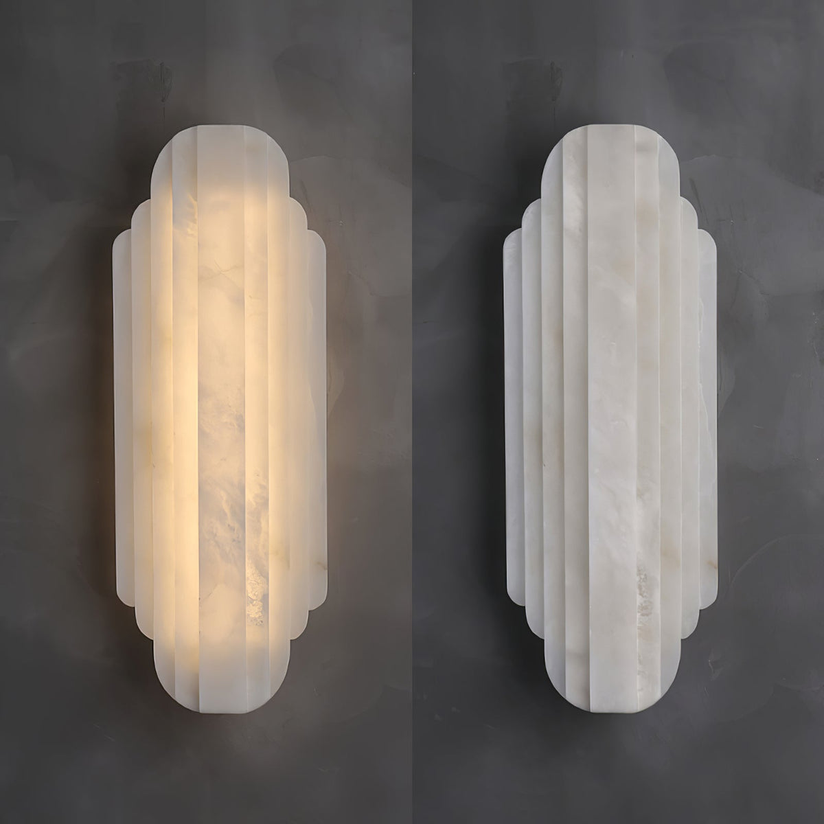 Layered White Alabaster LED Wall Light