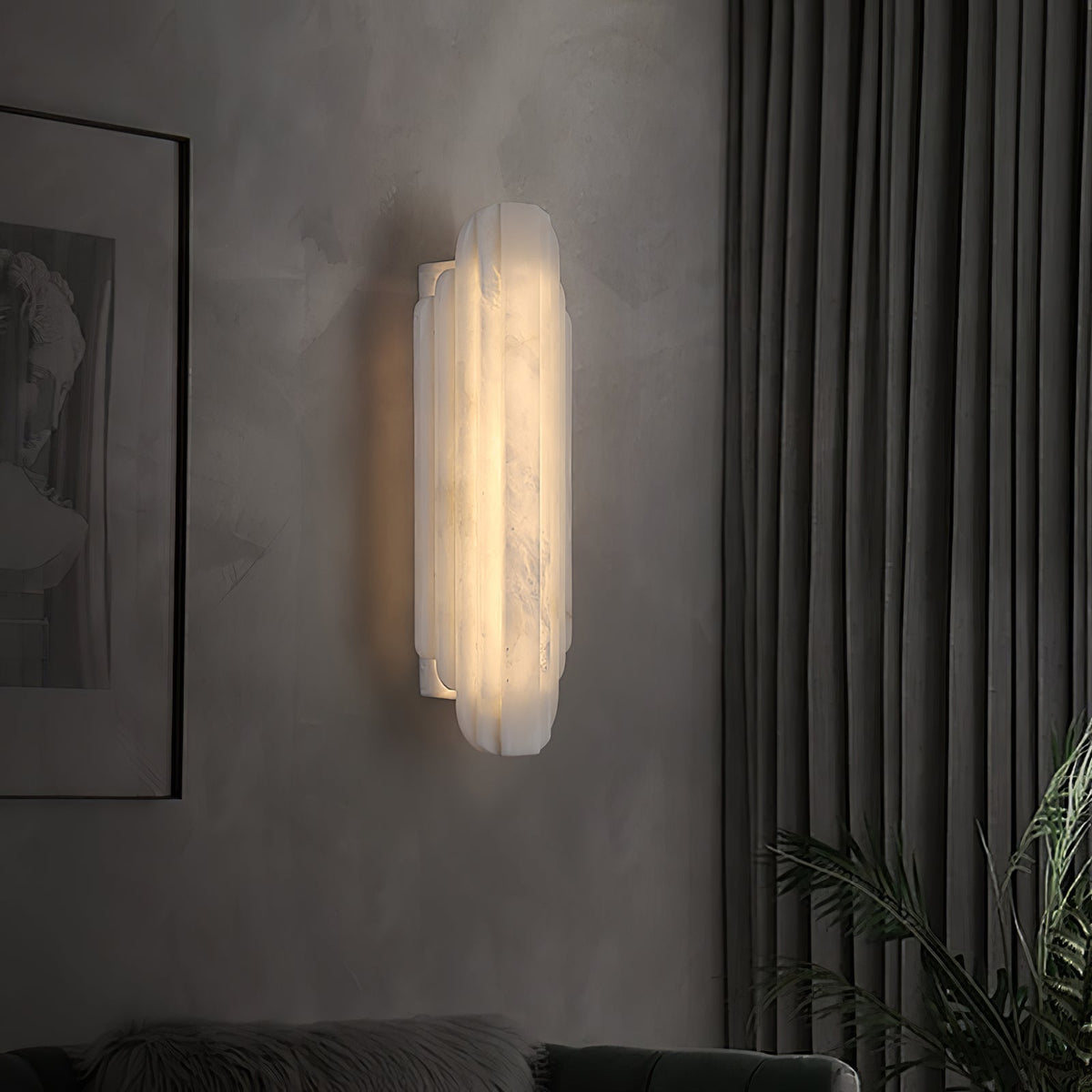 Layered White Alabaster LED Wall Light