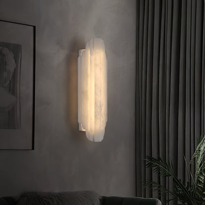 Layered White Alabaster LED Wall Light