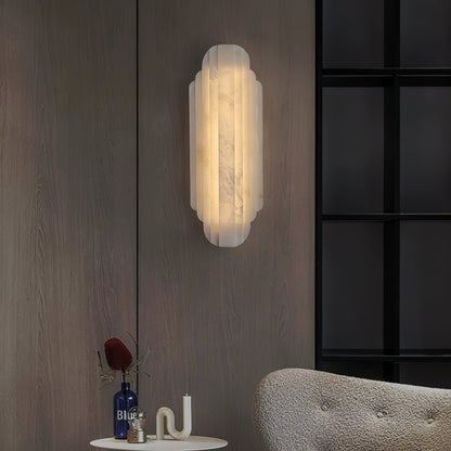 Layered White Alabaster LED Wall Light