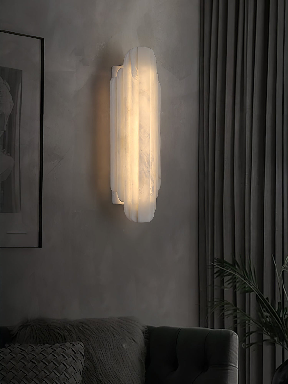 Layered White Alabaster LED Wall Light