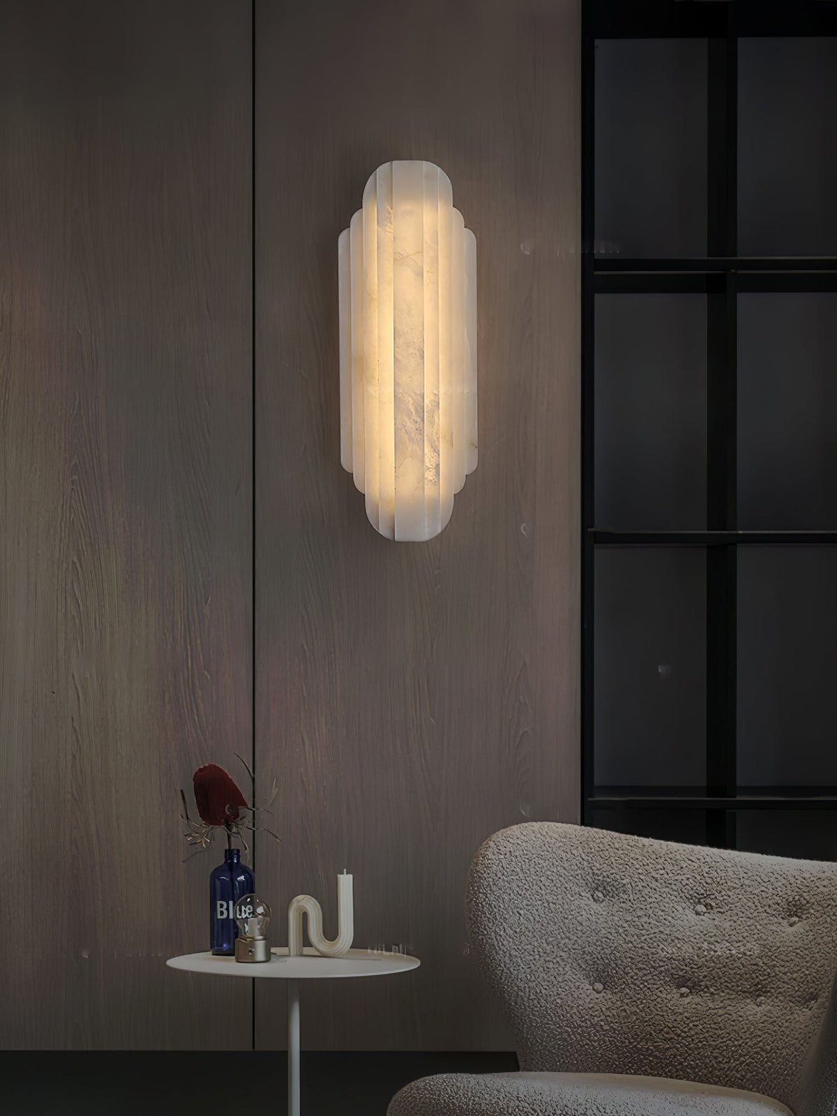 Layered White Alabaster LED Wall Light