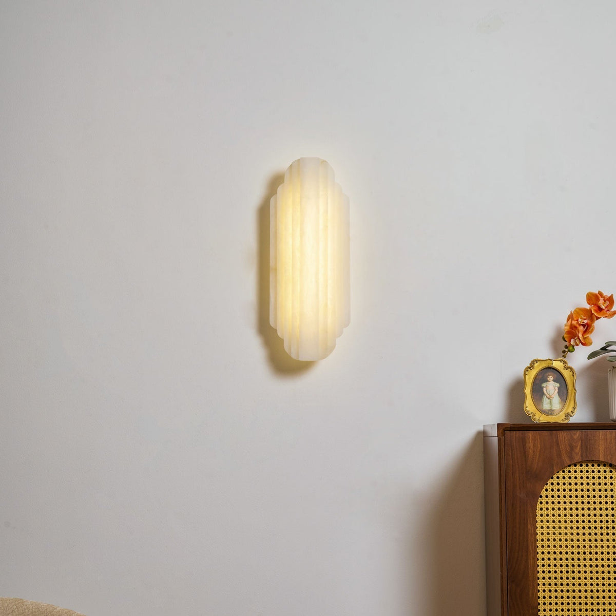 Layered White Alabaster LED Wall Light