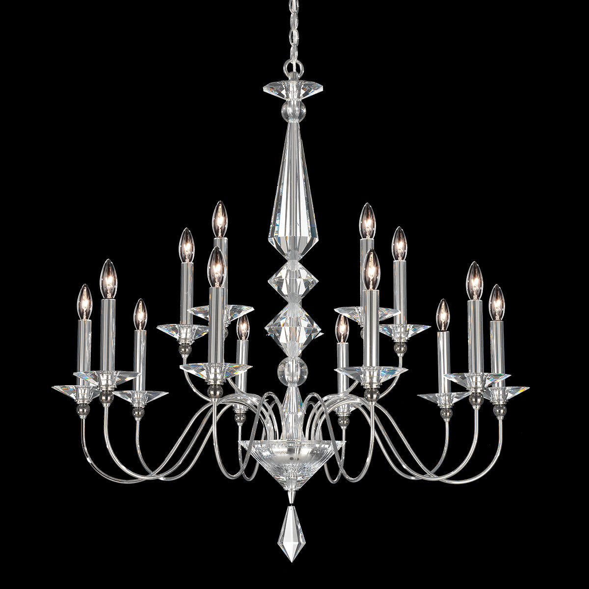 Polished Silver Crystal Drop Chandelier / Default Title