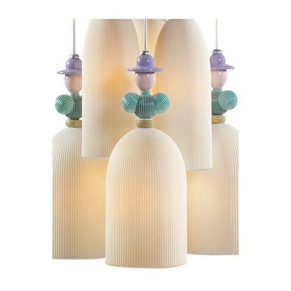 Six-Light Floral Porcelain Chandelier