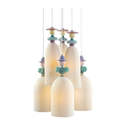 Six-Light Floral Porcelain Chandelier