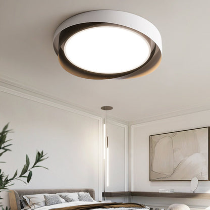 Slim Halo Integrated LED Ceiling Light / ∅ 15.7″ x H 3.5″ / Dia 40cm x H 9cm (Power: ~24W) / Black & Gold / Warm Light