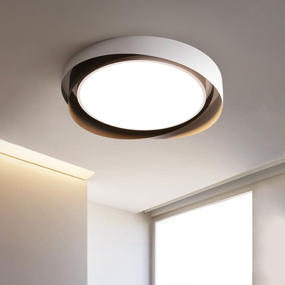 Slim Halo Integrated LED Ceiling Light / ∅ 15.7″ x H 3.5″ / Dia 40cm x H 9cm (Power: ~24W) / Black & Gold / Cool Light