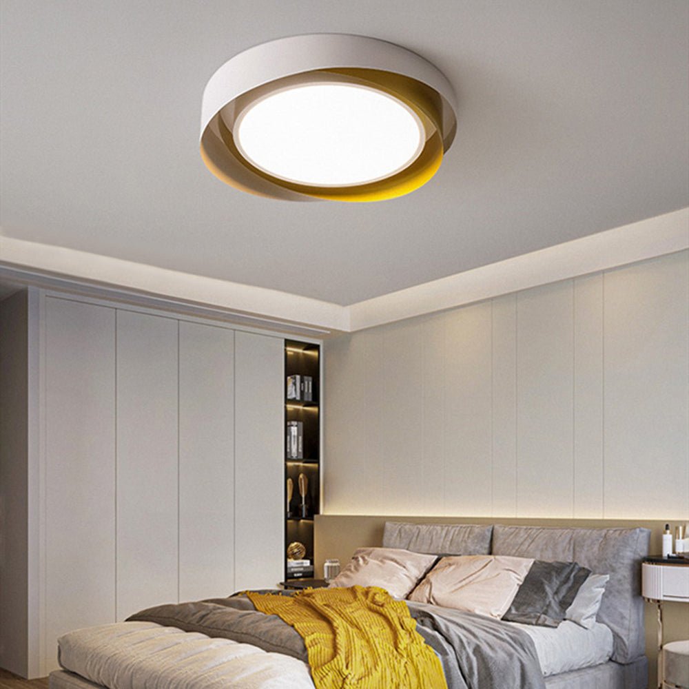 Slim Halo Integrated LED Ceiling Light / ∅ 15.7″ x H 3.5″ / Dia 40cm x H 9cm (Power: ~24W) / White & White / Warm Light