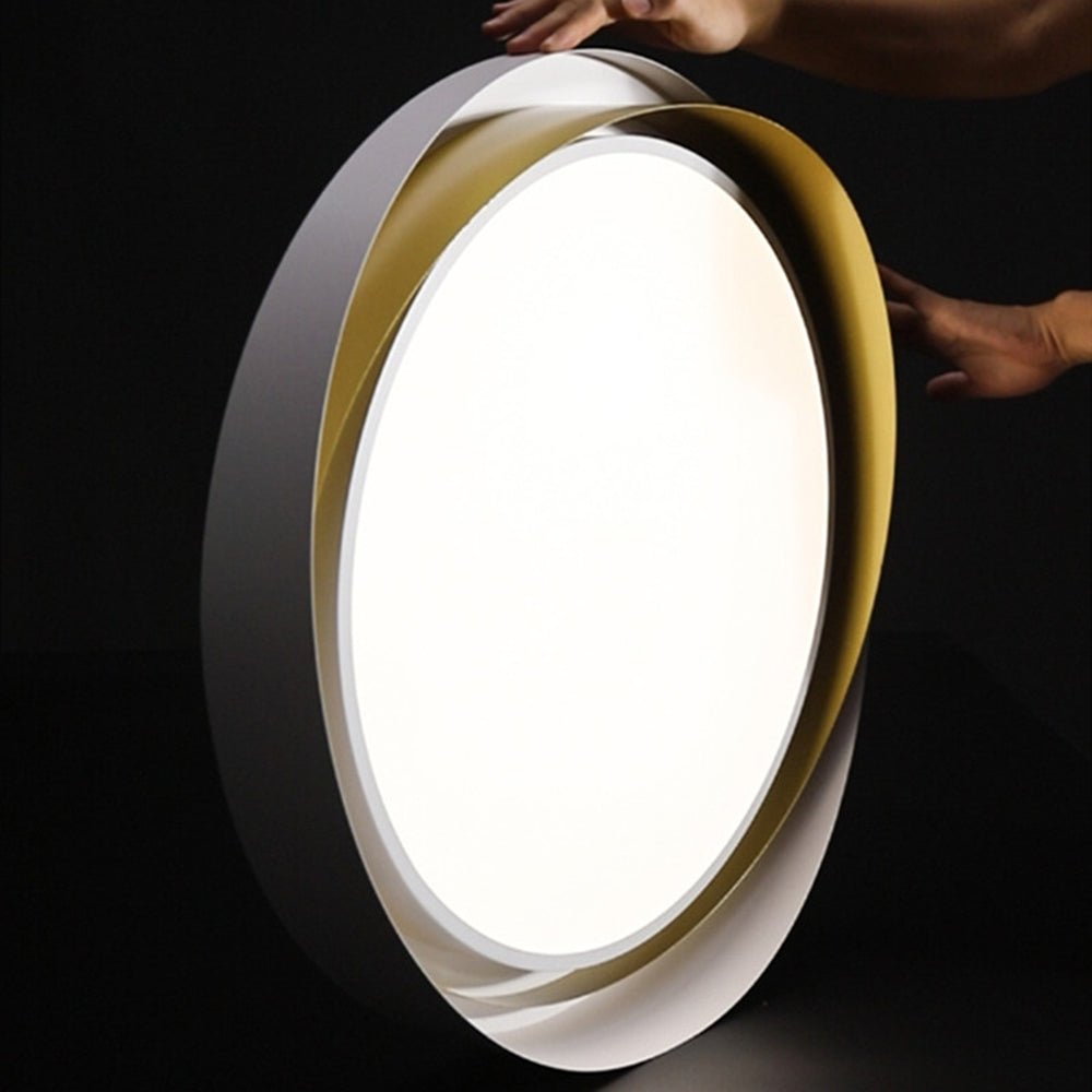 Slim Halo Integrated LED Ceiling Light / ∅ 19.7″ x H 3.5″ / Dia 50cm x H 9cm (Power: ~36W) / Black & White / Warm Light